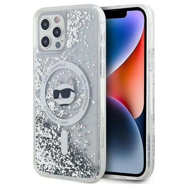 Karl Lagerfeld Karl Lagerfeld KLHMP12MLGCHSGH iPhone 12/12 Pro 6.1" hardcase transparent Liquid Glitter Choupette Head Magsafe