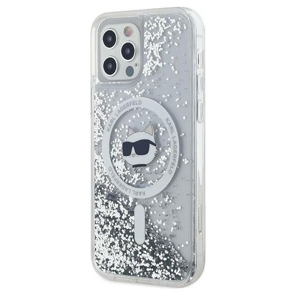 Karl Lagerfeld Karl Lagerfeld KLHMP12MLGCHSGH iPhone 12/12 Pro 6.1" hardcase transparent Liquid Glitter Choupette Head Magsafe