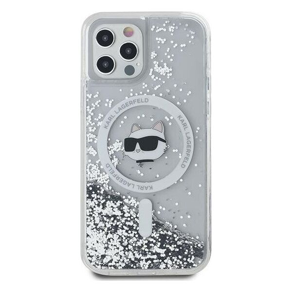 Karl Lagerfeld Karl Lagerfeld KLHMP12MLGCHSGH iPhone 12/12 Pro 6.1" hardcase transparent Liquid Glitter Choupette Head Magsafe