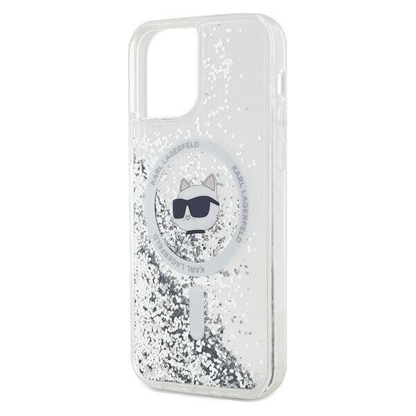 Karl Lagerfeld Karl Lagerfeld KLHMP12MLGCHSGH iPhone 12/12 Pro 6.1" hardcase transparent Liquid Glitter Choupette Head Magsafe