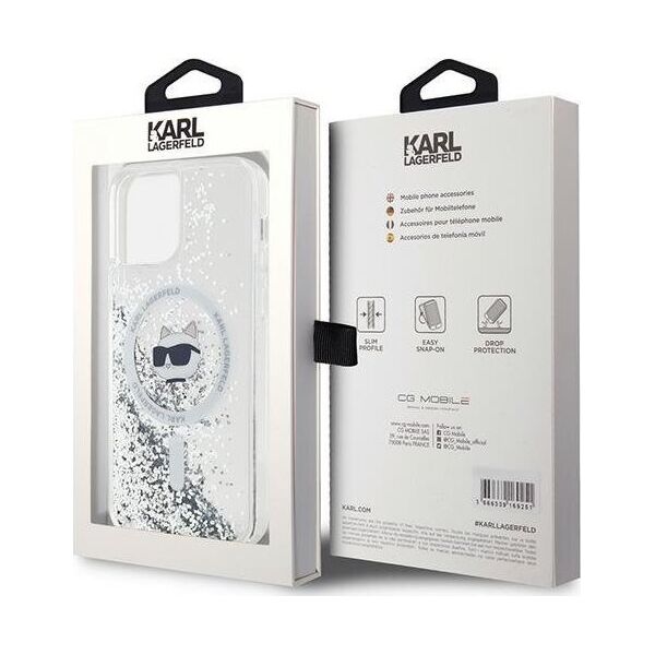 Karl Lagerfeld Karl Lagerfeld KLHMP12MLGCHSGH iPhone 12/12 Pro 6.1" hardcase transparent Liquid Glitter Choupette Head Magsafe