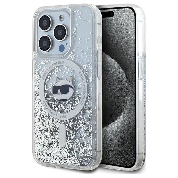 Karl Lagerfeld Karl Lagerfeld KLHMP14XLGCHSGH iPhone 14 Pro Max 6.7" hardcase transparent Liquid Glitter Choupette Head Magsafe