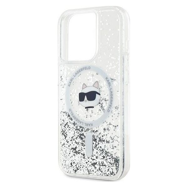 Karl Lagerfeld Karl Lagerfeld KLHMP14XLGCHSGH iPhone 14 Pro Max 6.7" hardcase transparent Liquid Glitter Choupette Head Magsafe