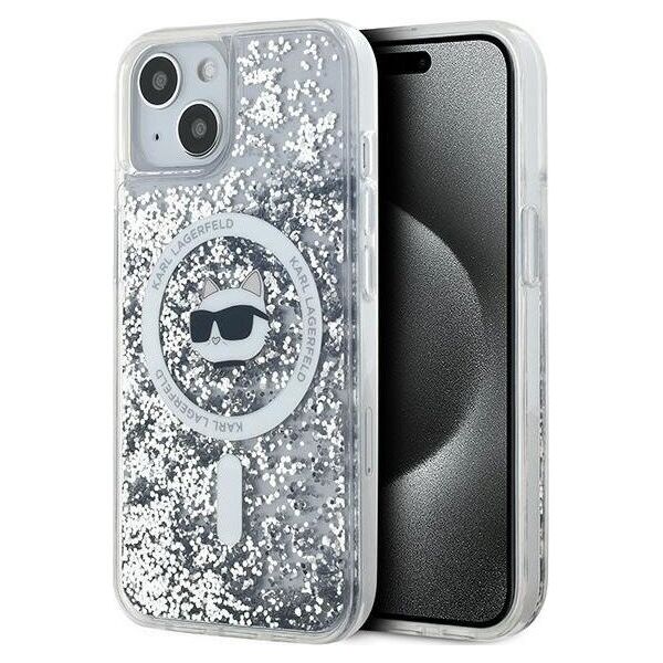 Karl Lagerfeld Karl Lagerfeld KLHMP15MLGCHSGH iPhone 15 Plus / 14 Plus 6.7" hardcase transparent Liquid Glitter Choupette Head Magsafe