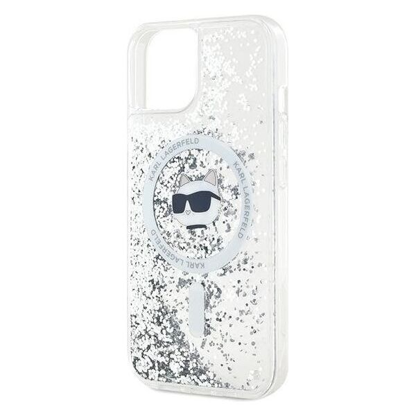 Karl Lagerfeld Karl Lagerfeld KLHMP15MLGCHSGH iPhone 15 Plus / 14 Plus 6.7" hardcase transparent Liquid Glitter Choupette Head Magsafe