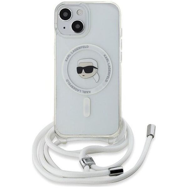 Karl Lagerfeld Karl Lagerfeld KLHMP15SHCKHNT iPhone 15 / 14 / 13 6.1" hardcase transparent Crossbody IML Karl Head Magsafe