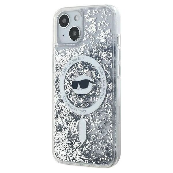 Karl Lagerfeld Karl Lagerfeld KLHMP15SLGCHSGH iPhone 15 / 14 / 13 6.1" hardcase transparent Liquid Glitter Choupette Head Magsafe