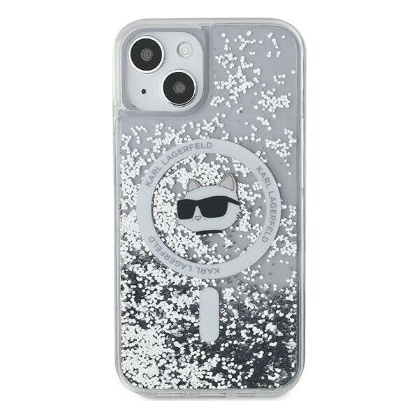 Karl Lagerfeld Karl Lagerfeld KLHMP15SLGCHSGH iPhone 15 / 14 / 13 6.1" hardcase transparent Liquid Glitter Choupette Head Magsafe