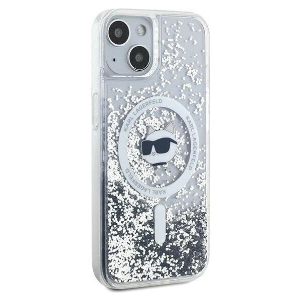 Karl Lagerfeld Karl Lagerfeld KLHMP15SLGCHSGH iPhone 15 / 14 / 13 6.1" hardcase transparent Liquid Glitter Choupette Head Magsafe