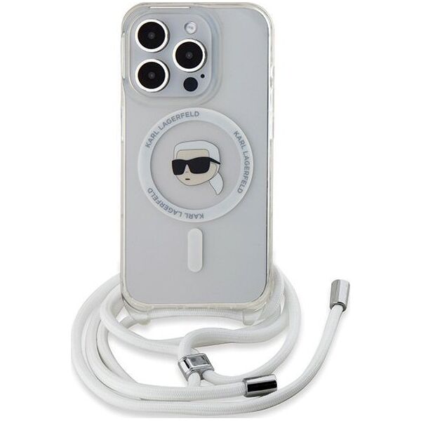 Karl Lagerfeld Karl Lagerfeld KLHMP15LHCKHNT iPhone 15 Pro 6.1" hardcase transparent Crossbody IML Karl Head Magsafe