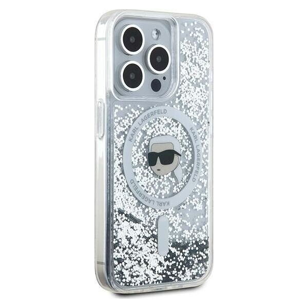 Karl Lagerfeld Karl Lagerfeld KLHMP15LLGKISGH iPhone 15 Pro 6.1" hardcase transparent Liquid Glitter Karl Head Magsafe