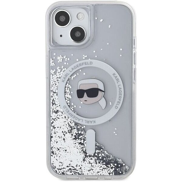 Karl Lagerfeld Karl Lagerfeld KLHMP15SLGKISGH iPhone 15 / 14 / 13 6.1" hardcase transparent Liquid Glitter Karl Head Magsafe