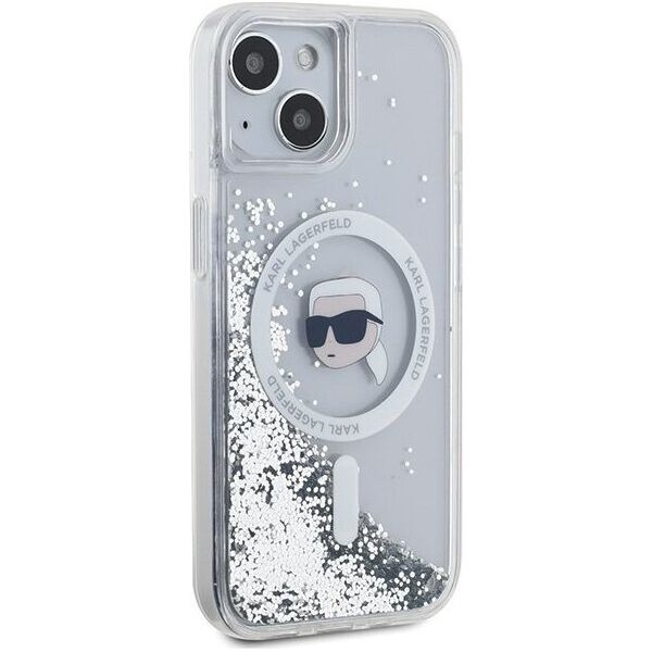 Karl Lagerfeld Karl Lagerfeld KLHMP15SLGKISGH iPhone 15 / 14 / 13 6.1" hardcase transparent Liquid Glitter Karl Head Magsafe
