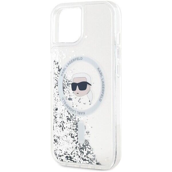 Karl Lagerfeld Karl Lagerfeld KLHMP15SLGKISGH iPhone 15 / 14 / 13 6.1" hardcase transparent Liquid Glitter Karl Head Magsafe
