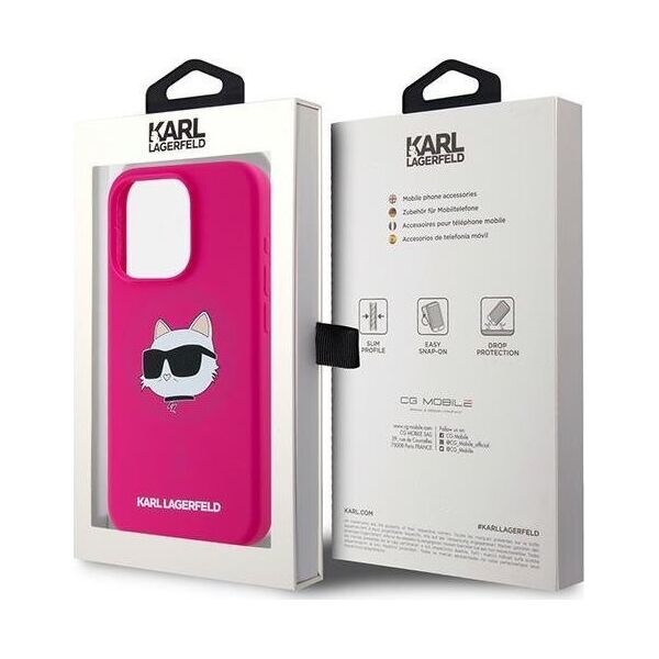 Karl Lagerfeld Karl Lagerfeld KLHMP15LSCHPPLF iPhone 15 Pro 6.1" różowy/fuschia hardcase Silicone Choupette Head MagSafe