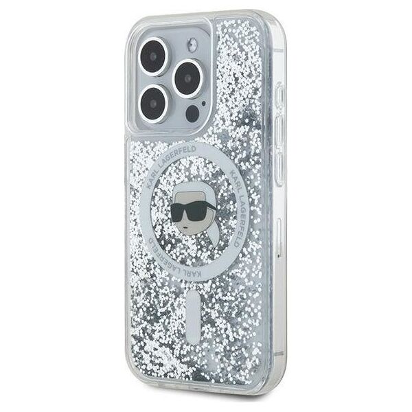 Karl Lagerfeld Karl Lagerfeld KLHMP15XLGKISGH iPhone 15 Pro Max 6.7" hardcase transparent Liquid Glitter Karl Head Magsafe