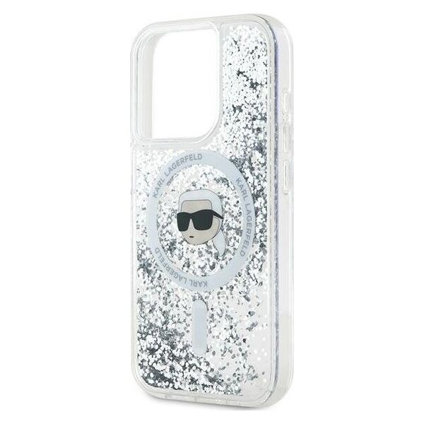 Karl Lagerfeld Karl Lagerfeld KLHMP15XLGKISGH iPhone 15 Pro Max 6.7" hardcase transparent Liquid Glitter Karl Head Magsafe