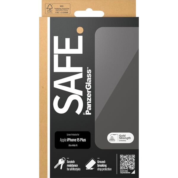 PanzerGlass SAFE. by PanzerGlass iPhone 15 Plus, Ultra-Wide Fit