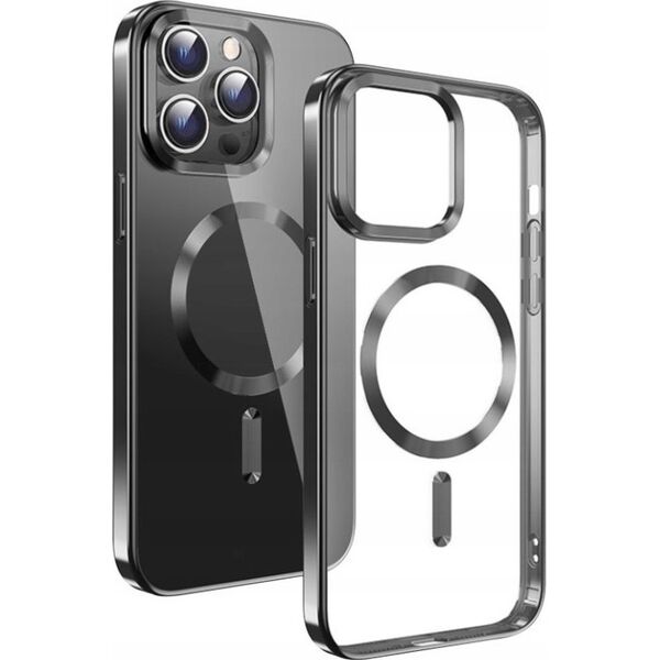 Swissten Clear Jelly Magstick Metallic for iPhone 15 Black