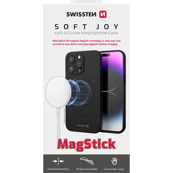 Swissten Soft Joy Case Magstick for iPhone 15 Pro Max Black