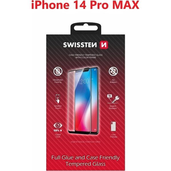 Swissten Glass Color Frame, Case Friendly Apple IPhone 14 Pro Max Black