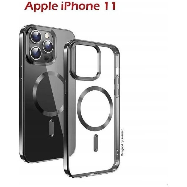 Swissten Clear Jelly Magstick Metallic for iPhone 11 Black
