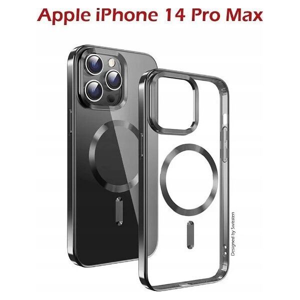 Swissten Clear Jelly Magstick Metallic  for iPhone 14 Pro Max Black