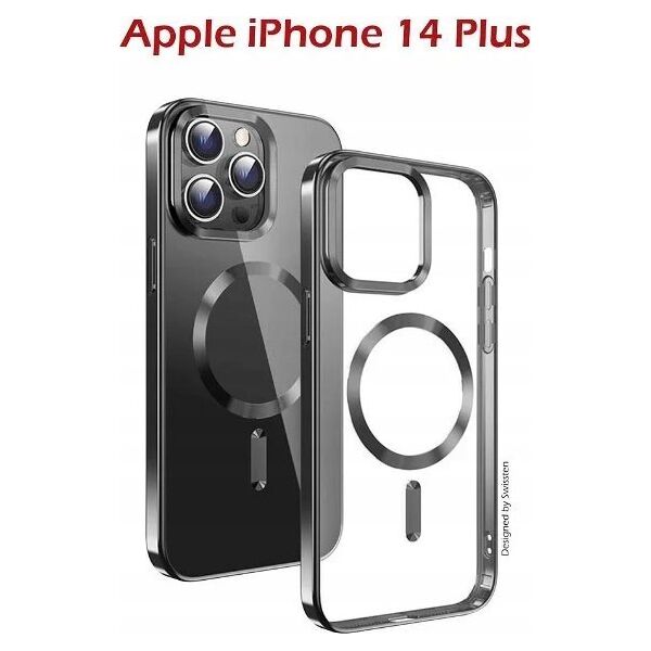 Swissten Clear Jelly Magstick Metallic for iPhone 14 Plus - Black