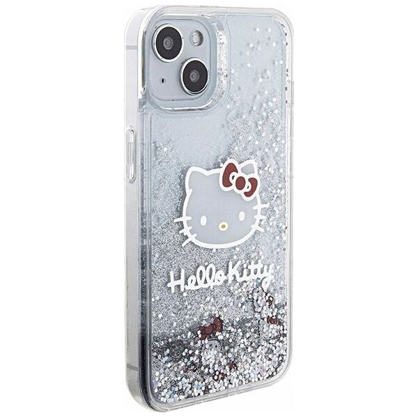 Sourcing Hello Kitty HKHCP14SLIKHET iPhone 14 / 15 / 13 6.1" silver/silver hardcase Liquid Glitter Charms Kitty Head