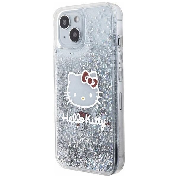 Sourcing Hello Kitty HKHCP14SLIKHET iPhone 14 / 15 / 13 6.1" silver/silver hardcase Liquid Glitter Charms Kitty Head