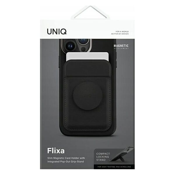 Uniq UNIQ Flixa magnetic card wallet with stand black/jet black MagSafe