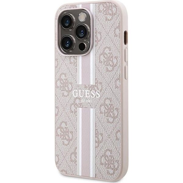 Guess Guess 4G Printed Stripes MagSafe - Etui iPhone 15 Pro (różowy)