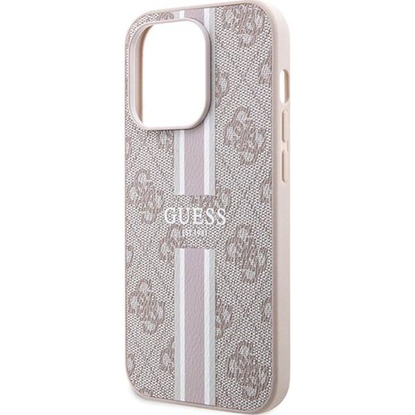 Guess Guess 4G Printed Stripes MagSafe - Etui iPhone 15 Pro (różowy)