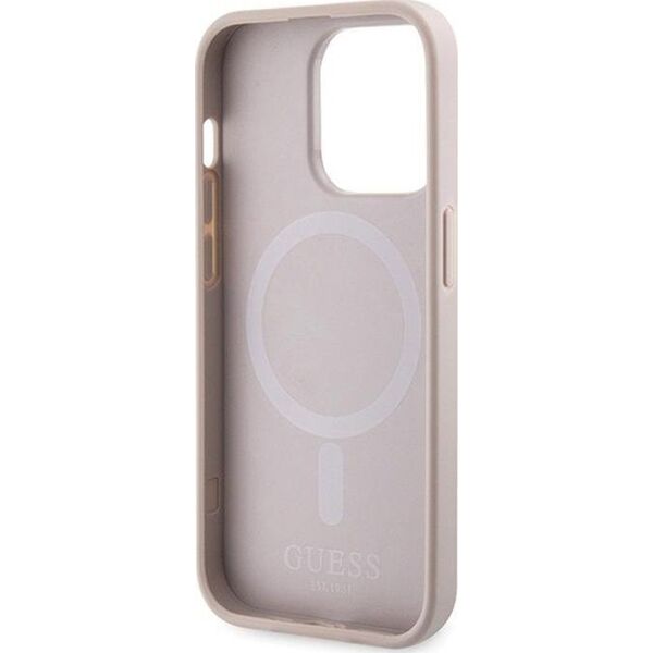 Guess Guess 4G Printed Stripes MagSafe - Etui iPhone 15 Pro (różowy)
