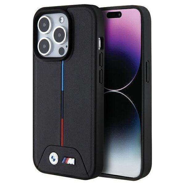 BMW Bmw Bmhmp15L22Pvtk Iphone 15 Pro 6.1" Czarny/Black Hardcase Quilted Tricolor Magsafe
