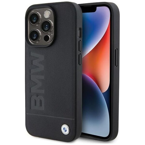 BMW Etui Bmw Bmhmp15Lsllbk Iphone 15 Pro 6.1" Czarny/Black Magsafe Leather Hot Stamp