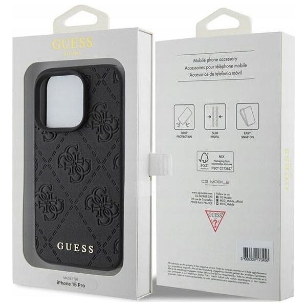 Guess Guess GUHCP15XP4EPMK iPhone 15 Pro Max 6.7" czarny/black hardcase Leather 4G Stamped