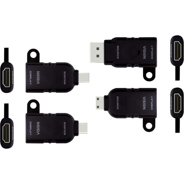 Adapter AV Vision VISION Professional installationstauglicher Multi-Adapter-Schlusselring - 30 JAHRE GARANTIE - vier Adapter: Mini-DisplayPort zu HDMI / DisplayPort zu HDMI / Mini-HDMI zu HDMI / USB-C zu HDMI - 4K - mDP (M) / DP (M) / USB-C (M) / mHDMI (M