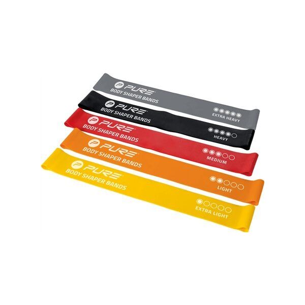Pure2Improve Pure2Improve Resistance Bands Set of 5 Black, Grey, Orange, Red, Yellow, Foam, Rubber one size