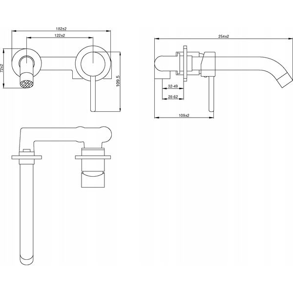Bateria umywalkowa Sourcing IN-WALL WASHBASIN MIXER DAFNI. BLACK