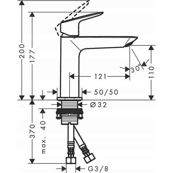 Bateria umywalkowa Hansgrohe Praustuvo maišytuvas Hansgrohe Logis 110 CoolStart, 71255000, chromas