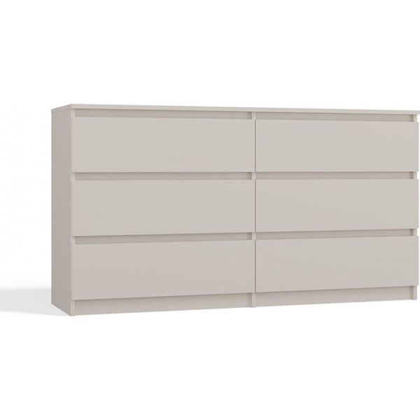 Topeshop Nowoczesna komoda, 6 szuflad, Malwa, 138x40x75 cm, kaszmir