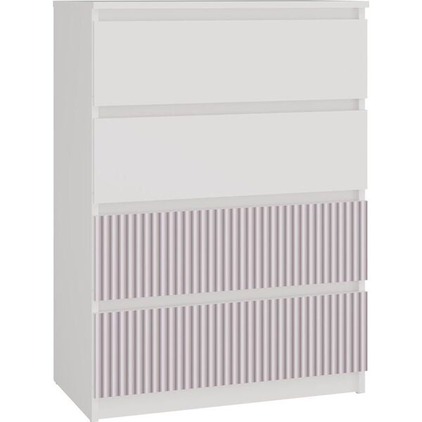 Topeshop Komoda z 4 szufladami, Malwa, 70x40x97 cm, biały, różowy