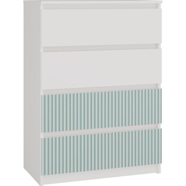 Topeshop Komoda z 4 szufladami, Malwa, 70x40x97 cm, biały, miętowy