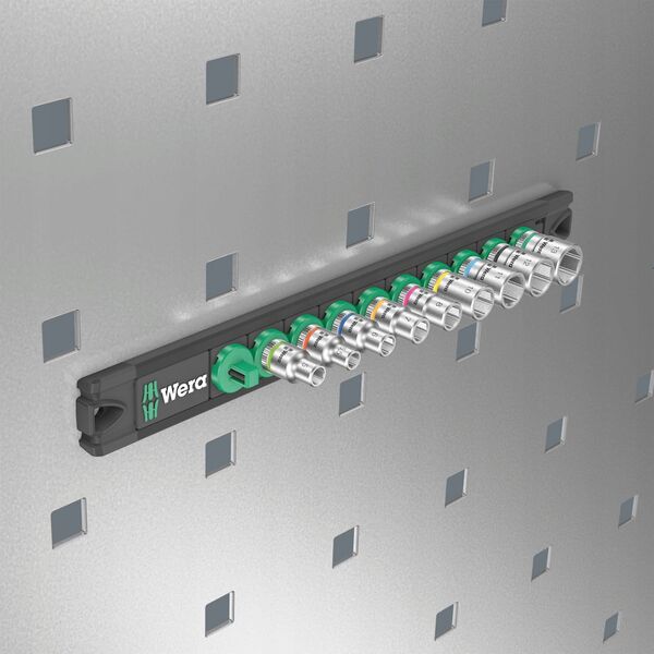 Wera Wera A 4 socket magnet strip Zyklop socket set 1/4 (black/green, 9 pieces)