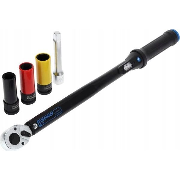 Gedore Gedore Torque wrench TORCOFLEX UK Set, 1/2  (black, incl. 3 aluminum rim sockets)