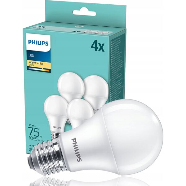 Philips Philips LED Lamp E27 4 pcs. Set 10W (75W) 2700K