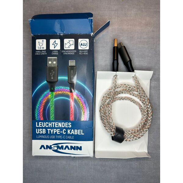 Kabel USB Ansmann Ansmann USB-A / USB-C Cable with LED Lighting 100cm 1700-0158