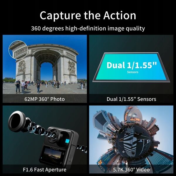 Kamera kandao Kandao QooCam 3 360° Action Camera - Motorcycle Combo