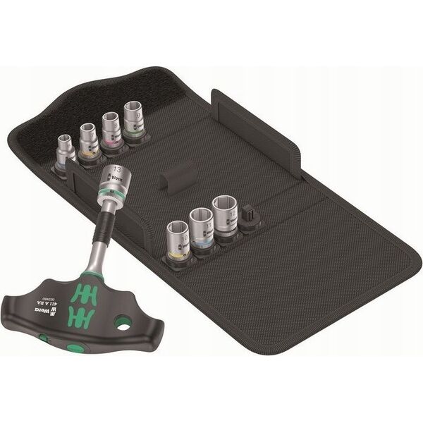Wera Wera Kraftform Kompakt 400 RA Set 2, with ratchet function, socket wrench (black/green, 1/4, 9 pieces, with ball lock)